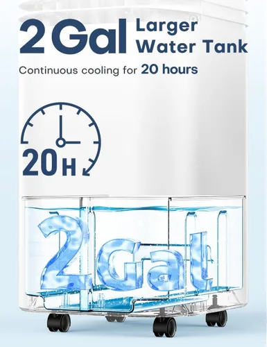 Miniatura 6 de Aire acondicionado portátil 4 en 1, enfriador de aire evaporativo con 4 modos y 3 velocidades, temporizador de 15 horas para apagado automático