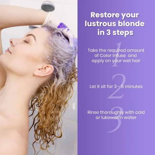 Miniatura 6 de MOEHAIR Color Infuse Blonde - 12 onzas líquidas Tóner morado para cabello rubio Neutraliza el cobrizo y los tonos amarillos no deseados Tónico
