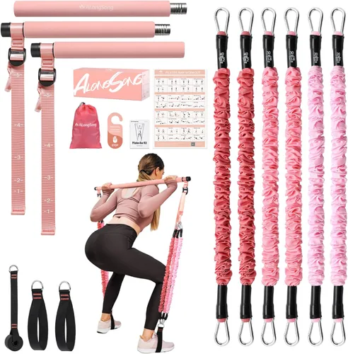 Miniatura 7 de Upgraded Pilates Bar Kit with Resistance Bands Natural Latex for Women & Men, Heavy-Duty Stainless Steel Multifunctional Yoga Pilates Stick for Home