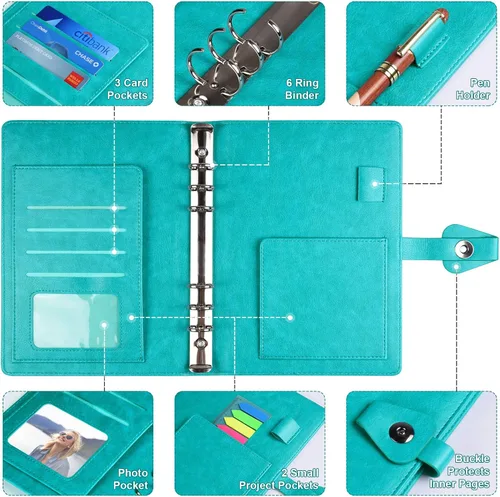 Miniatura 3 de Cuaderno de diario, planificador organizador de carpetas rellenables, cuaderno de escritura de negocios de cuero para mujeres y hombres, diario
