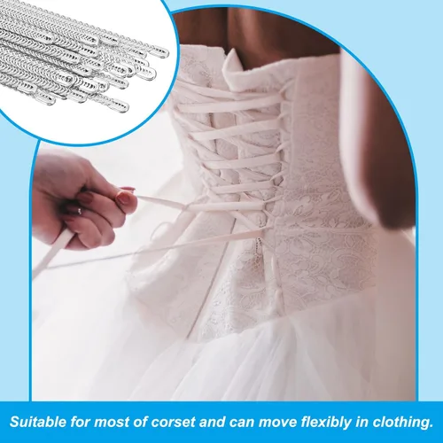 Miniatura 6 de PATIKIL Deshuesado de acero inoxidable 304 en espiral de 0.157 in, corsé de metal plano con 24 puntas de acero para corsé, cordones, disfraces