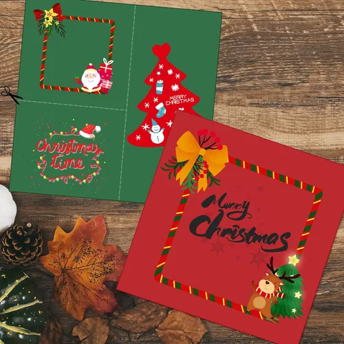 Miniatura 7 de YINUOYOUJIA Cartulina de Navidad de 12 x 12 pulgadas, 50 hojas, 92 libras, papel de construcción de 92 libras, cartulina roja y verde para Christmas