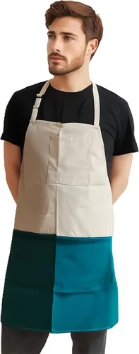 Miniatura 9 de Delantal de chef unisex de dos tonos profesional con 2 bolsillos para cocinar, asar y hornear, regalo