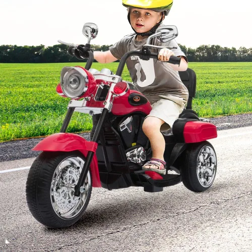 Miniatura 5 de Freddo Motocicleta de juguete, triciclo de motocicleta de 6 V con luces LED, bocinas hacia adelante/marcha atrás, 2 opciones de velocidad, juguetes