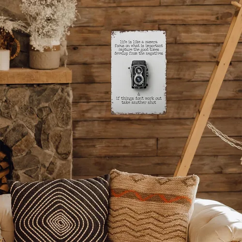 Miniatura 5 de Placa de metal vintage con texto en inglés "Life is like a camara", divertidos carteles de hojalata para hombre, cueva, sótano, pub, granja