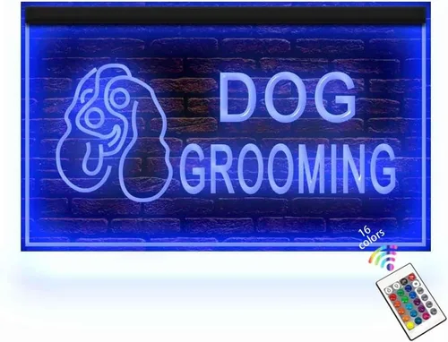 210008 Señal de neón con luz LED para peluquería, peluquería, peluquería, salón de belleza, 12 x 8 pulgadas, 16 colores por control remoto