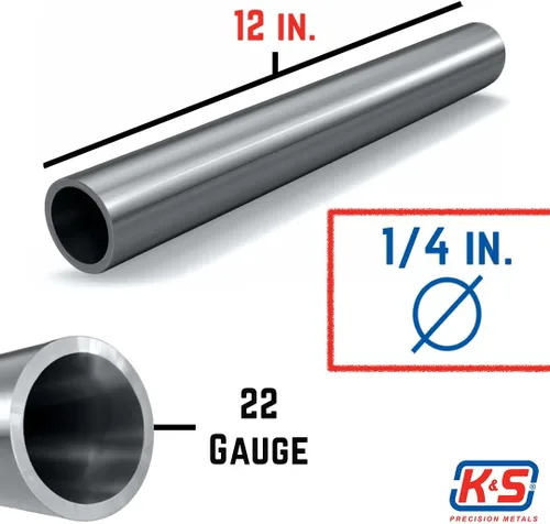 Miniatura 3 de K&S 87115 - Tubo redondo de acero inoxidable, 1/4 pulgadas de diámetro exterior x calibre 22 x 12 pulgadas de largo, 1 tubo, fabricado en Estados