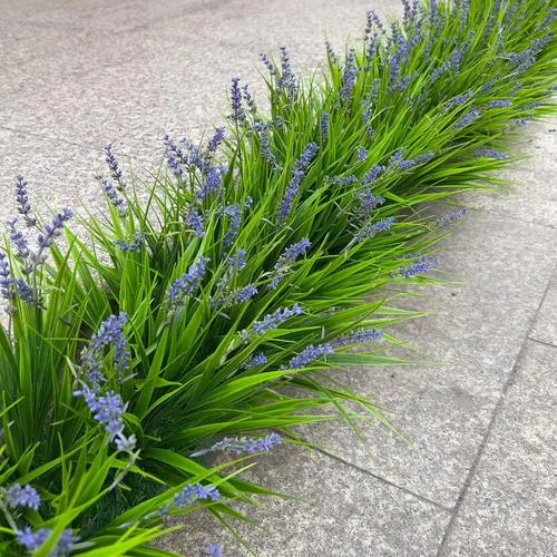 Miniatura 5 de alyptus Flores artificiales para exteriores, 24 paquetes de plantas de hierba de mono falsas para exteriores, flores moradas de plástico