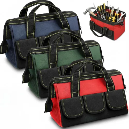 Miniatura 25 de Sanwuta - Paquete de 3 bolsas para herramientas, alta resistencia, fondo rígido impermeable, boca ancha, para electricista, carpintero, mecánico, 13