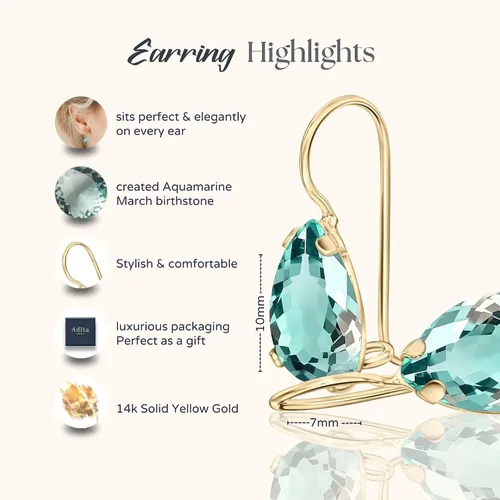 Miniatura 56 de 14K Solid Gold Earrings - Gemstone Earrings for Women - 14K Gold Earrings for Women - Birthstone Earrings - Teardrop Earrings for Women - Gold