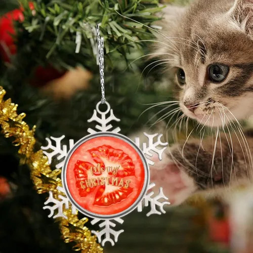 Miniatura 5 de Adorno de copo de nieve verde para árboles de Navidad, frutas, comida realista, adornos de Navidad personalizados 2022, divertido recuerdo de metal