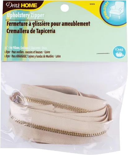 Dritz Home 9069 Cremallera de tapicería de latón, 72 pulgadas, beige