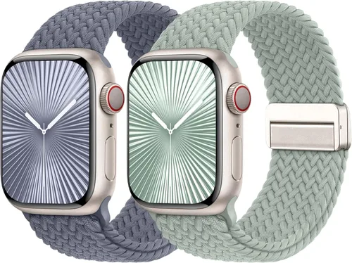 Miniatura 12 de Bandas elásticas trenzadas con cierre magnético compatibles con Apple Watch de 1.496 pulgadas, 1.575 pulgadas, 1.614 pulgadas, 1.654 pulgadas, 1.732
