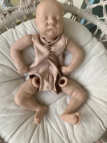 Miniatura 3 de Angelbaby Kits de muñecas Reborn sin pintar con cuerpo de tela de 17 pulgadas, juegos de moldes de silicona suave en blanco para hacer piezas de Lay
