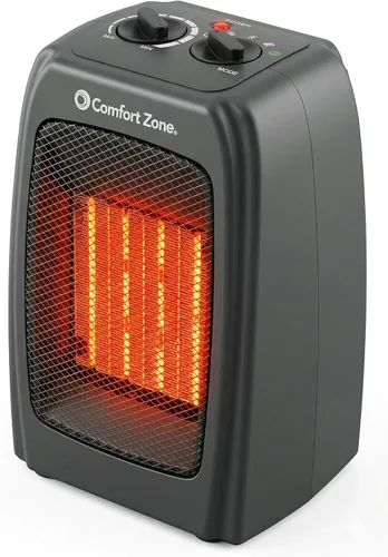 Comfort Zone CZ442E - Calentador de cerámica personal de ahorro de energía, portátil de 1500 W con termostato ajustable, interruptor de volcado y