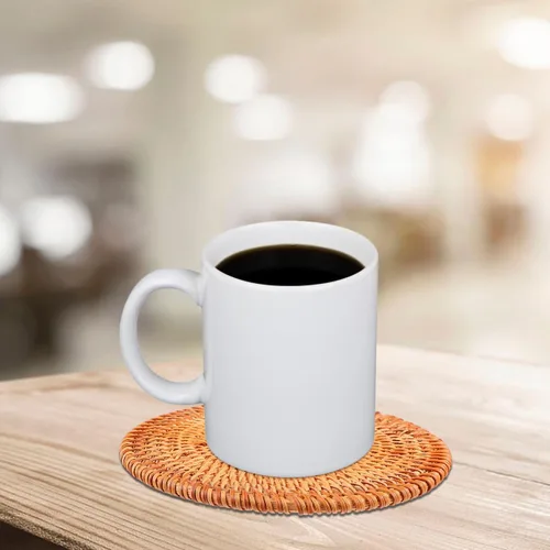 Miniatura 2 de Tapete individual de ratán resistente al calor, posavasos de madera de chocolate de 5.11 pulgadas, tapete antideslizante para uso doméstico