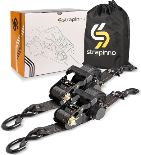 Strapinno Correas de trinquete retráctiles con candado de seguridad, 5,000 lbs Resistencia de rotura - 2 pulgadas x 12 pies Correa de trinquete