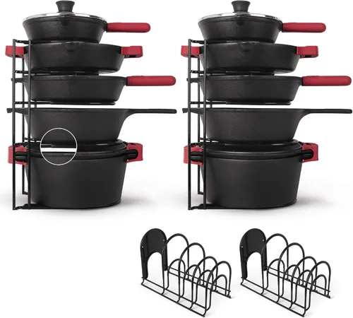 Miniatura 11 de Cuisinel Organizador de ollas y sartenes resistente, estante extra grande de 5 niveles, capacidad para sartenes de hierro fundido, horno holandés