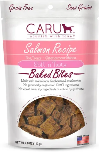 Miniatura 13 de Caru Soft n' Tasty Baked Bites Salmon Bites - Golosinas para perros para entrenamiento, carne real con arándanos y arándanos, bolsas de 4 onzas