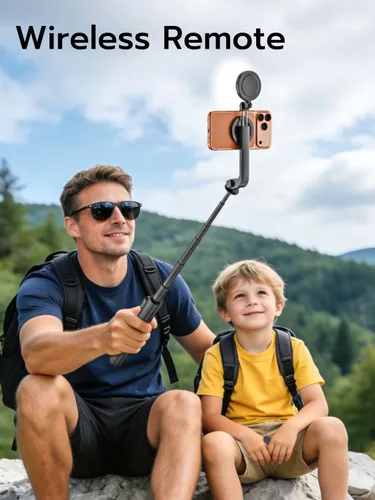Miniatura 4 de USKEYVISION Palo de Selfie Magnético con Trípode, Luz y Control Remoto, Trípode para Teléfono con Soporte Magnético para Magsafe, Soporte Giratorio