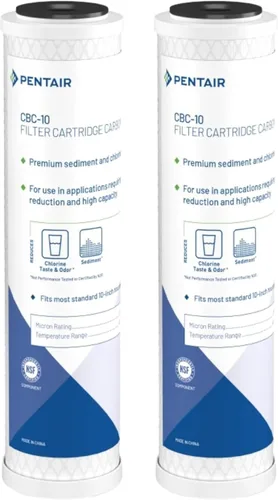 Pentair Pentek CBC-10 Filtro de agua de bloque de carbono, 10 x 2.5 pulgadas, carbón activado en polvo (PAC), 0.5 micras, capacidad de 20,000
