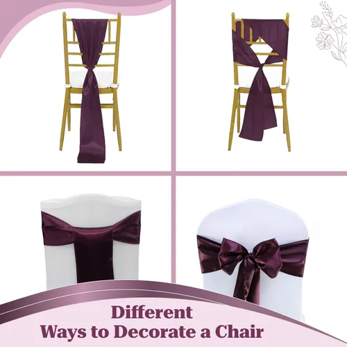 Miniatura 85 de mds - Lote de 10 lazos de satén para sillas de boda y eventos, para decoración de fiestas, 30 colores, Satin, 10 Verde oliva