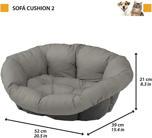 Miniatura 2 de Ferplast Cojín para cama de perro y gato, 2 fundas de repuesto acolchadas para cama de mascotas, cesta de plástico, algodón suave, lavable, Marrón