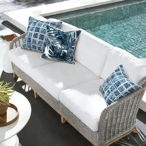 Miniatura 528 de Juego de 2 almohadas para exteriores de 16 x 16 pulgadas, repelentes al agua con interiores, para muebles de patio, hogar, jardín, geometría bohemia