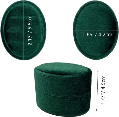 Miniatura 3 de Caja ovalada de terciopelo para anillos con 3 ranuras, caja de tres anillos de alta calidad, vintage, hecha a mano, organizador de joyas