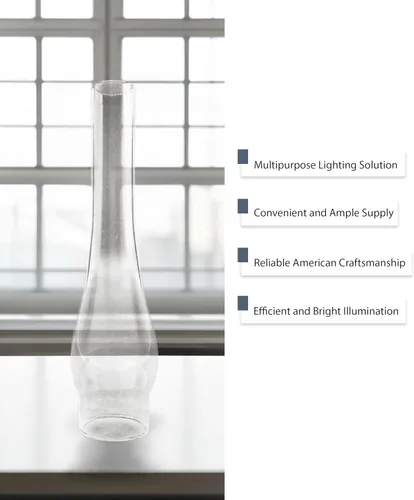Miniatura 4 de Luz mía: Chimenea de reemplazo de lámpara de aceite de 1.125 "x 5.5", vidrio de borosilicato transparente, parte superior lisa, reemplazo de globo