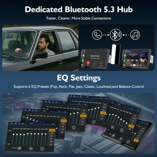 Miniatura 6 de Estéreo de auto DIN único de 9 pulgadas con Apple CarPlay inalámbrico y Android Auto, radio de coche UHD IPS pantalla táctil, cámara trasera 1080P