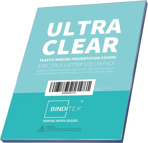 Miniatura 31 de Binditek paquete de 50 portadas de encuadernación transparentes de PVC de 8 mil, 11 x 17 pulgadas, tamaño tabloide, esquinas cuadradas, sin