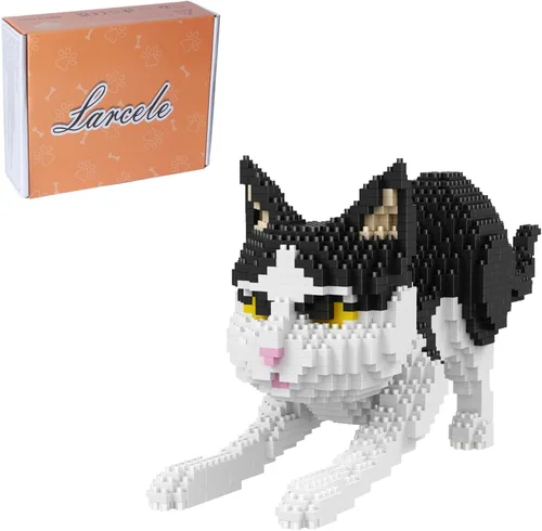 Miniatura 11 de Larcele Conjunto de animales de bloques de construcción micro para gatos, mini ladrillos de juguete de construcción 3D, 1191 piezas KLJM-05