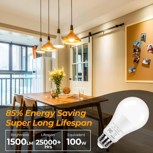 Miniatura 3 de Bombillas LED A19 13 W, equivalentes a 100 W, paquete de 12 bombillas LED súper brillantes de 1500 lúmenes, base de rosca media E26 para lámpara