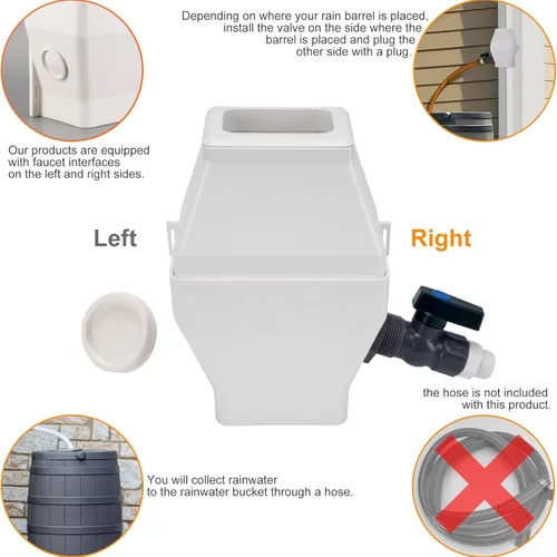 Miniatura 5 de Kit desviador de barril de lluvia – Sistema de recolección de agua de lluvia se adapta a bajante de 2 x 3 o 3 x 4 pulgadas con filtro y espita de PVC