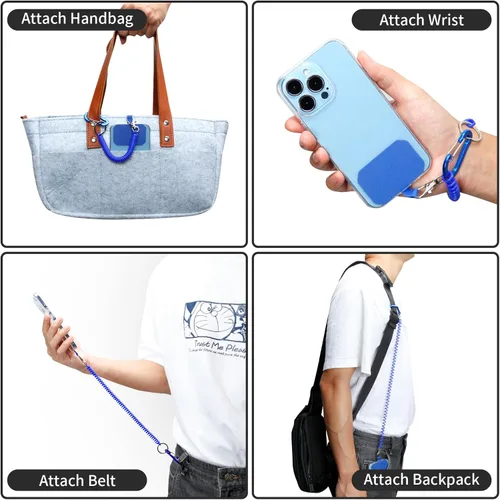 Miniatura 3 de HOTEMIA Cordón de teléfono - Protección antirrobo y caídas para iPhone, la mayoría de teléfonos celulares - Negro y azul Negro+Azul