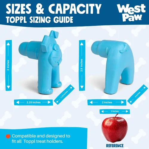 Miniatura 4 de WEST PAW Toppl Stopper - Paquete de 2 tapones en azul aguamarina, diseñado para el enriquecimiento de perros, accesorio que se adapta a todos