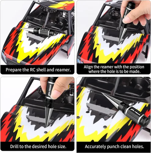 Miniatura 4 de Escariador de cuerpo RC perforador de agujero 0.000-0.551 in con manga y tijeras curvadas y tijeras rectas Set RC montaje de carrocería para coche
