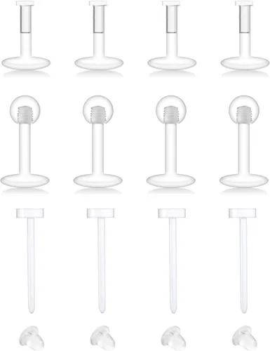 Lcolyoli Piercing transparente de 0.58 oz para la nariz, piercings transparentes para el trabajo, deportes, cirugía, bioflex, tragus, joyería para