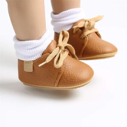 Miniatura 2 de COSANKIM Zapatos para bebés niños y niñas, zapatos de piel sintética con cordones para bebés, suela de goma antideslizante, mocasines para recién