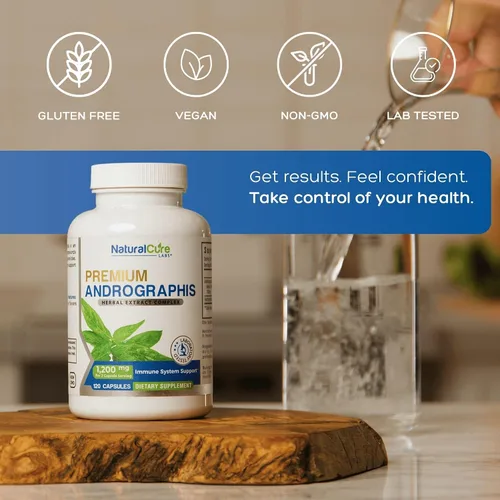 Miniatura 3 de Natural Cure Labs Extracto premium de Andrographis Paniculata 1,200 mg - 100 mg de andrografólidos estandarizados - Cápsulas veganas de apoyo