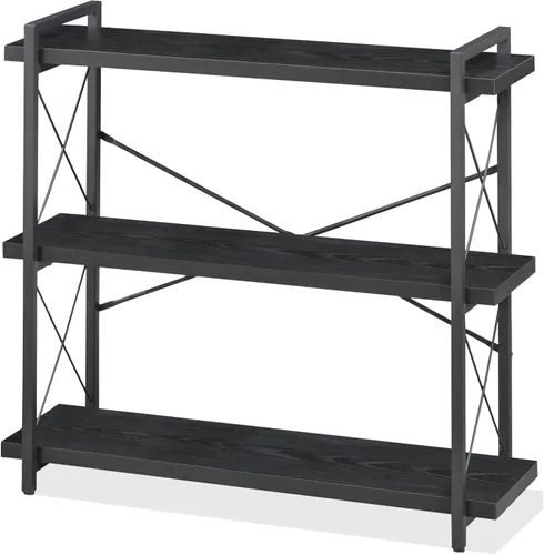 Miniatura 12 de HCHQHS Estantería Pequeña, Estantería Industrial Ajustable de 3 Niveles, Estantería Abierta Rústica, Estanterías Horizontales de Madera y Metal