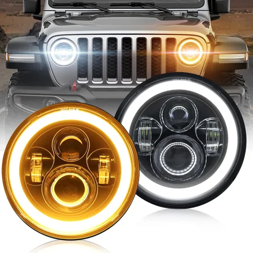 Miniatura 9 de CO LIGHT - Faros delanteros LED redondos de 7 pulgadas con halo, con haz alto/bajo, halo ámbar/azul, faro LED para todo terreno, ojos angulares