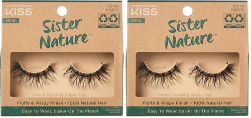 Miniatura 13 de Pestañas postizas KISS Sister Nature, "Dawn", 12 mm, 100% pelo natural, caja de papel reciclable, impresas con tinta de soja, sin crueldad, veganas