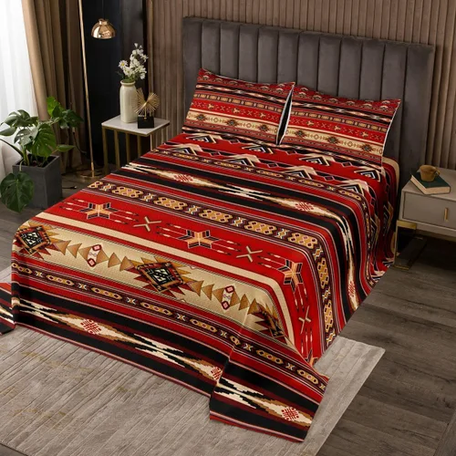 Miniatura 33 de Erosebridal Southwestern - Juego de colcha geométrica bohemia acolchada tamaño individual, juego de edredón étnico tribal con flechas occidentales