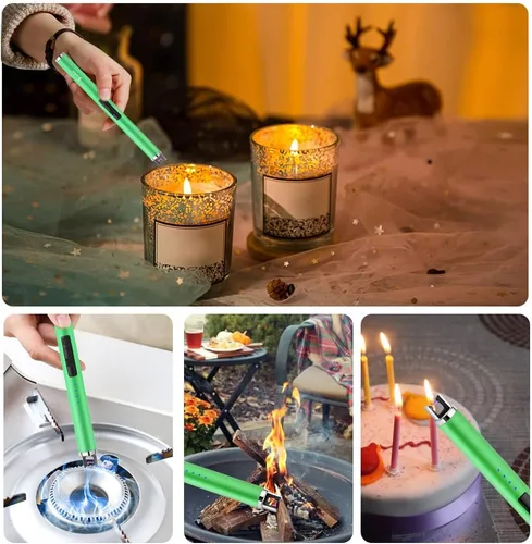 Miniatura 6 de SUPRUS Encendedor fluorescente que brilla en la oscuridad, encendedor USB, recargable, resistente al viento, tamaño de bolsillo para velas, cocinas