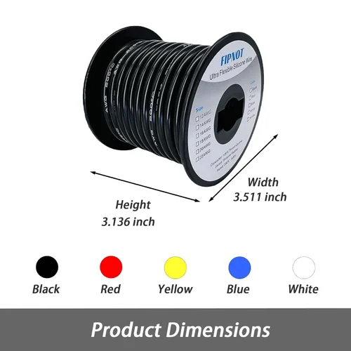 Miniatura 7 de Cable de 8 AWG Alambre Calibre 8 de Silicona - Carrete Negro de 25 pies, Alambre de Cobre Estañado Trenzado Extra Flexible 8AWG para Soldadura 200℃