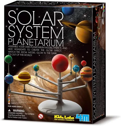 4M: Planetario del sistema solar - Ensambla tu propio modelo de 11.8", ensamblaje por piezas, pintura que brilla en la oscuridad, kit de