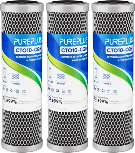 Miniatura 12 de Cartucho de filtro de agua de carbono CTO de 1 micrón, 2.5 x 10 pulgadas, repuesto para sistema de filtro de agua debajo del fregadero, Dupont