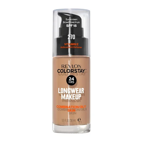 Miniatura 46 de Base líquida de Revlon ColorStay Maquillaje facial para piel mixta y grasa, SPF 15, cobertura media-completa con acabado mate, beige solar (392), 1
